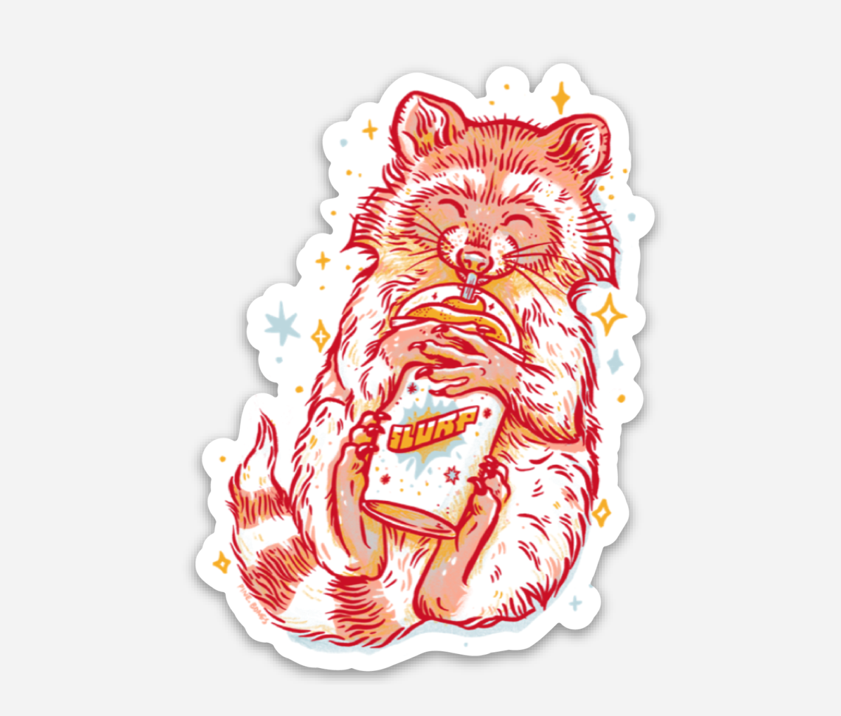 Slurp Vibes Raccoon Weather Proof Sticker