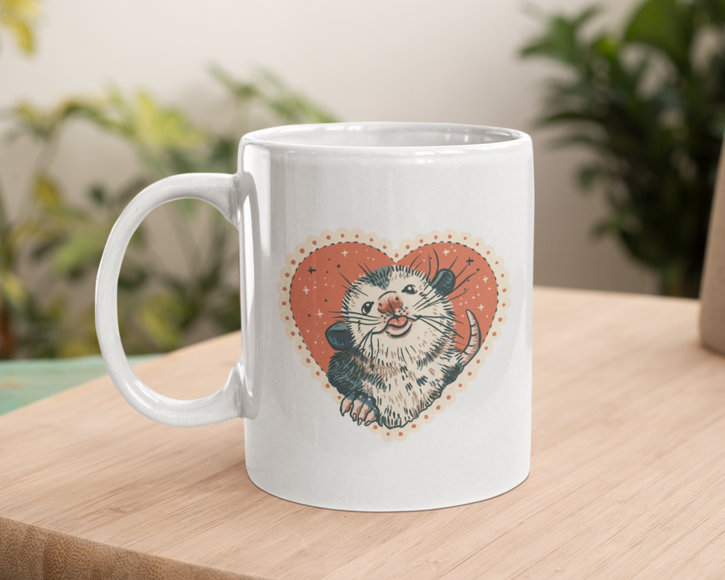 Mushroom The Opossum Valentines Mug