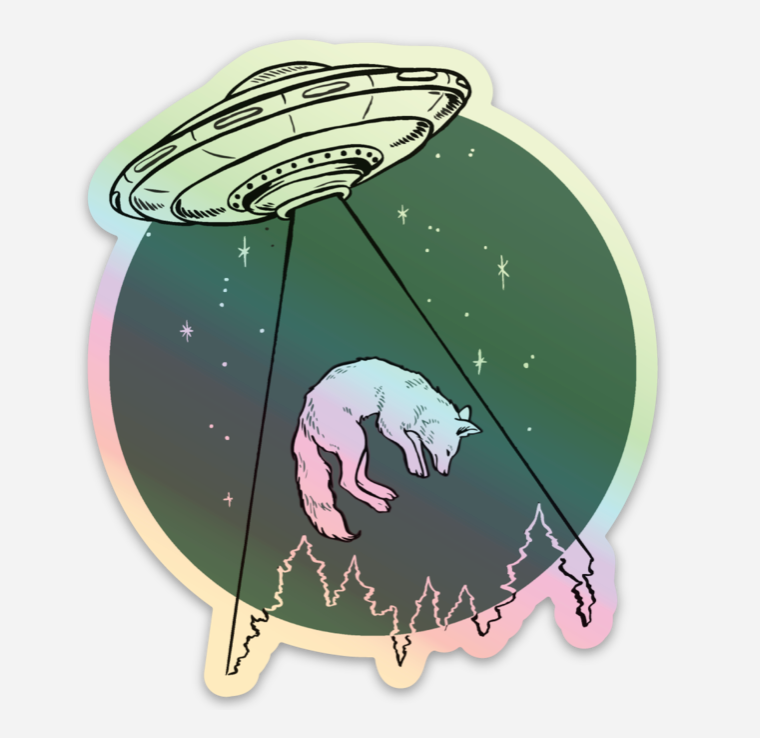 Holographic Galactic Fox Vinyl Weatherproof Sticker