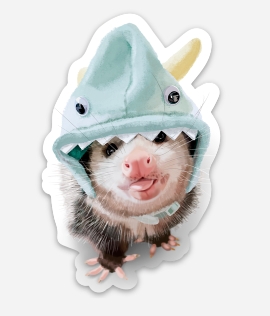 Monster Mushroom The Opossum Vinyl Weatherproof Sticker