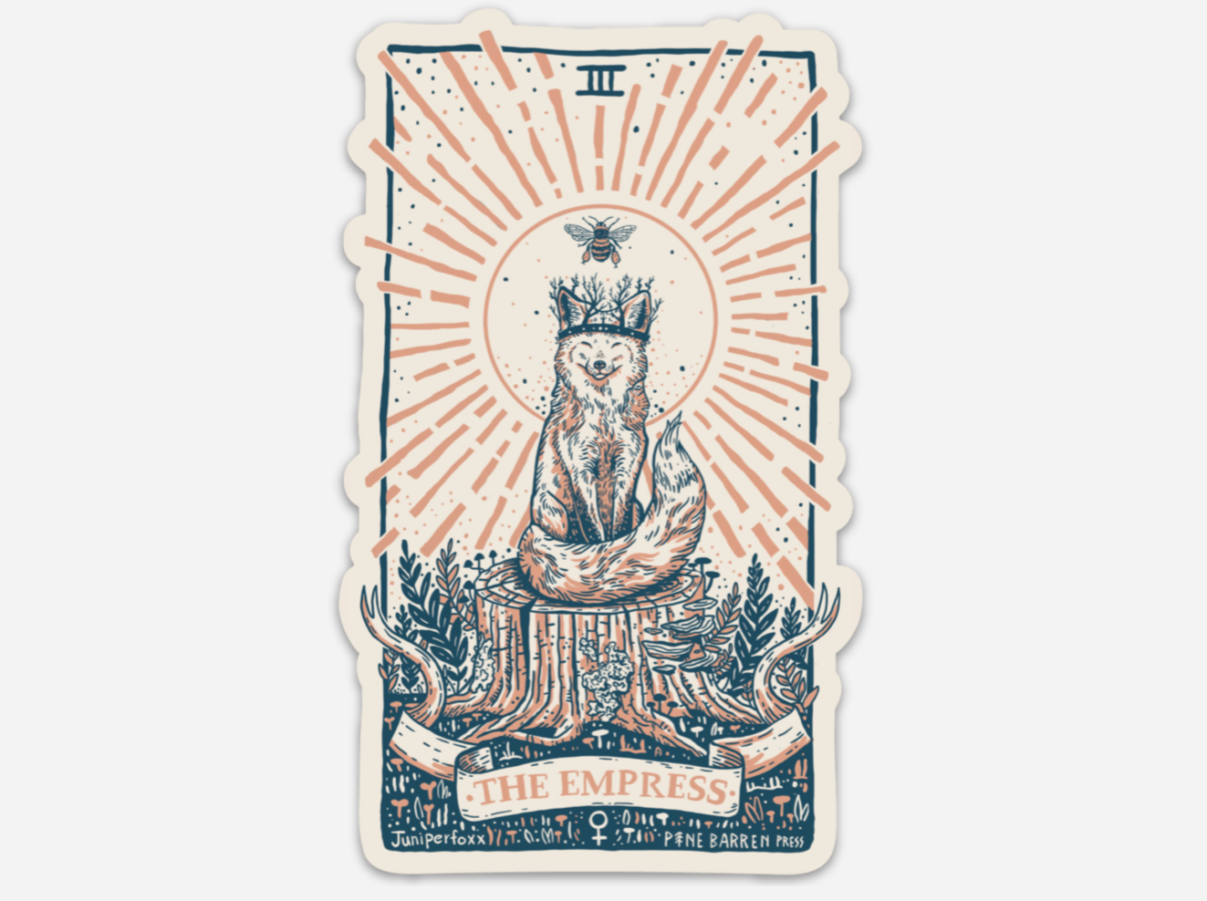 Empress Fox Tarot Card Vinyl Weatherproof Sticker