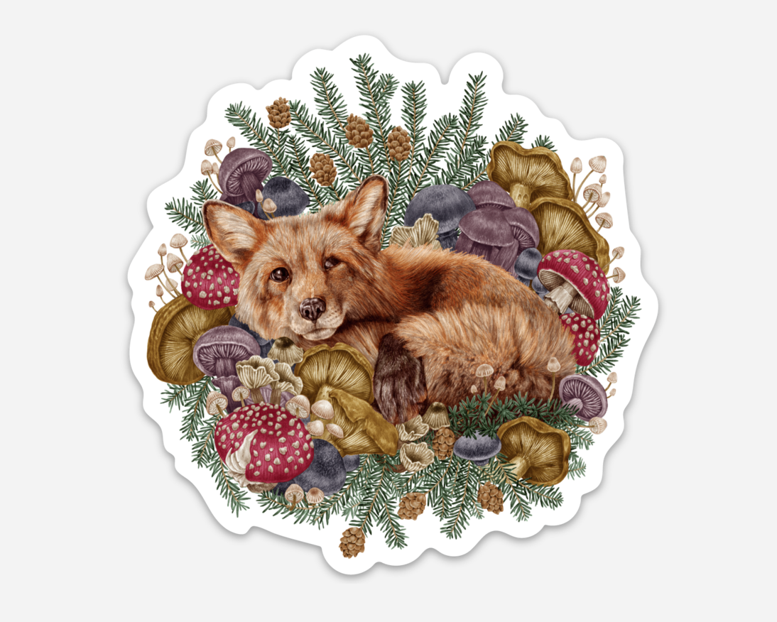 Fig The Fox Vinyl Weatherproof Sticker