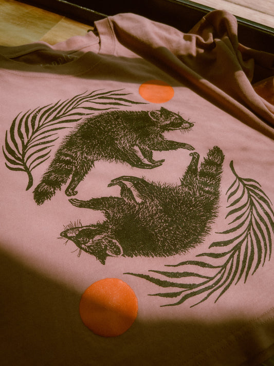 Raccoon Reflections Organic Oversized Cropped T-Shirt