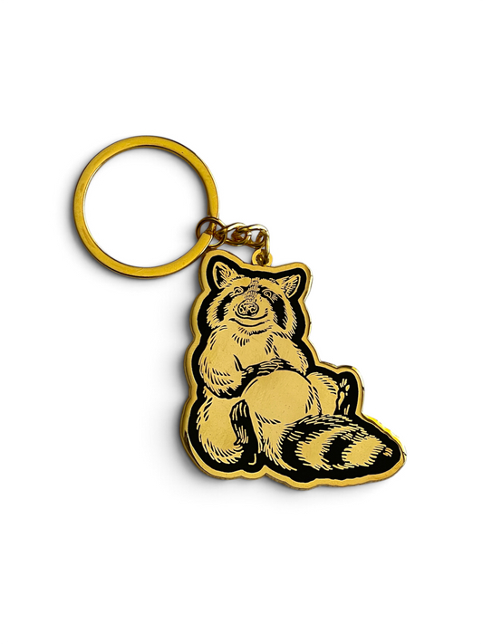 Newt The Raccoon Metallic Keychain
