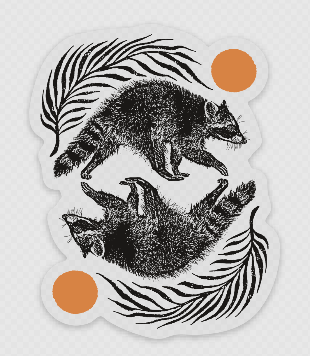Raccoon Reflections Weatherproof Sticker