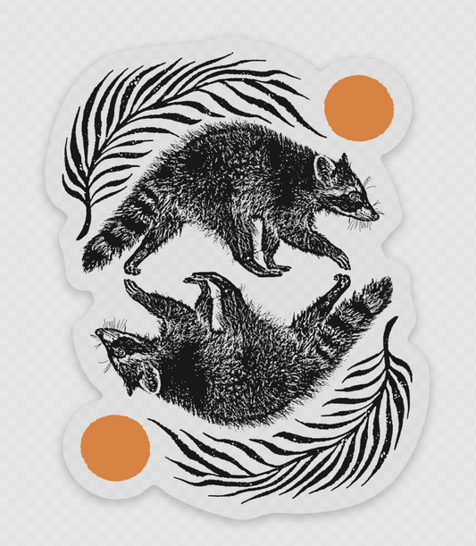 Raccoon Reflections Weatherproof Sticker