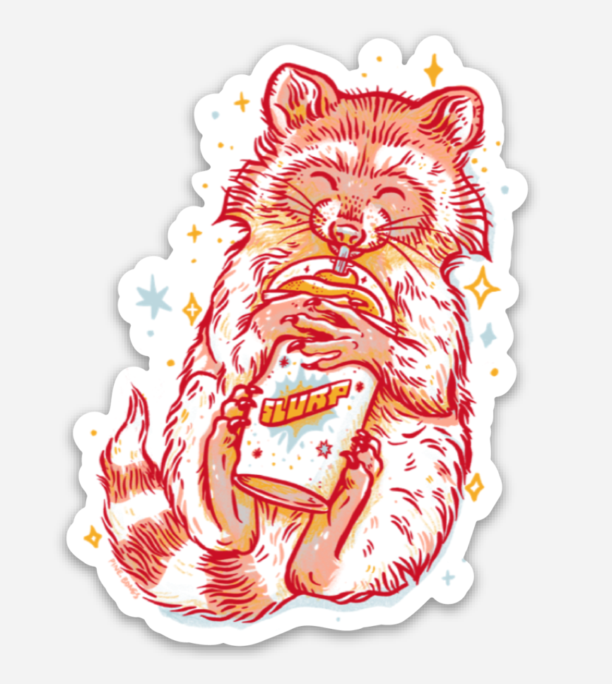 Slurp Raccoon Vinyl Weatherproof Sticker